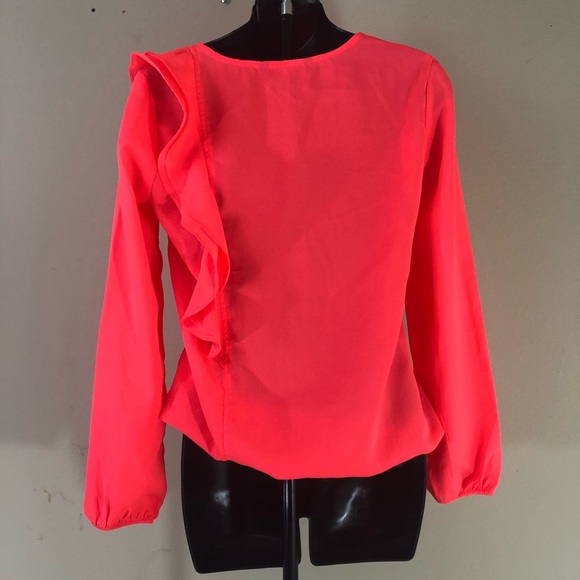 Harpa Bright Orange size S Blouse with Ruffles - Picture 4 of 5